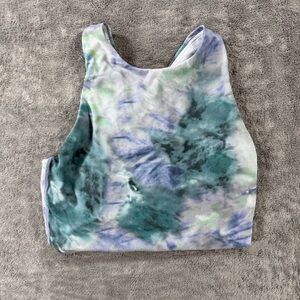 Athleta Women’s Conscious Crop Sports Bra Small A-C Cup Tie Dye Splatter Print